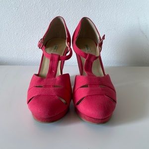 Kimchi Blue Pink Red Mary Jane’s T strap